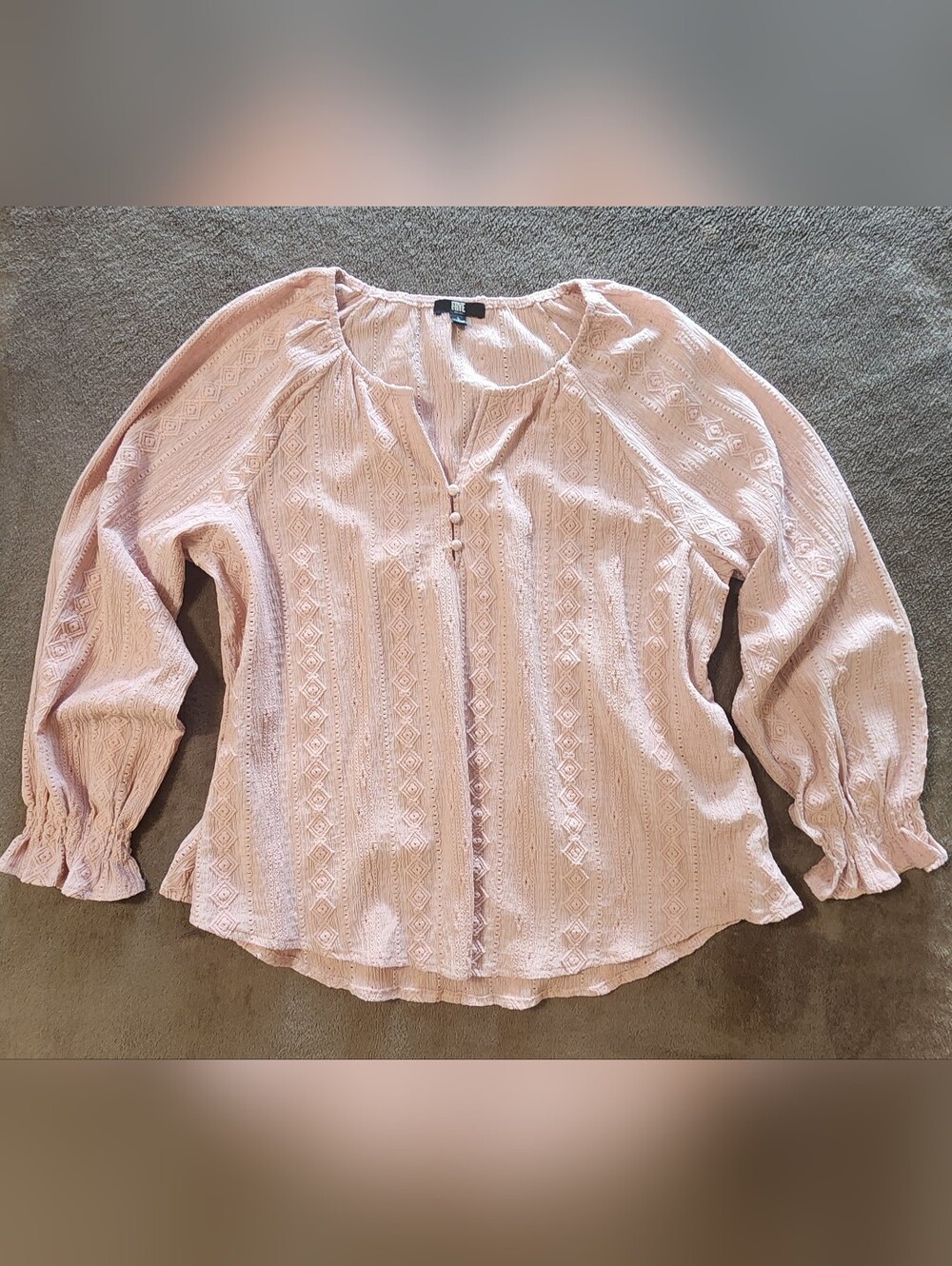 Frye Eyelet Textured Peasant Style Top